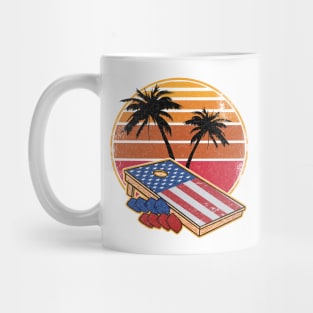 Retro Vintage Sunset Corn Hole Board American Flag Cornhole Mug